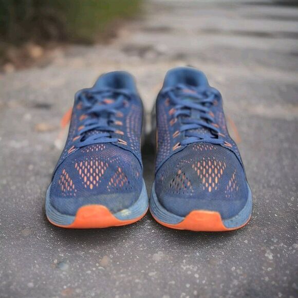 Nike Lunarglide 7 Flyknit Running Trainers Mens Size 8 Blue Lagoon Hyper Orange - Picture 2 of 8